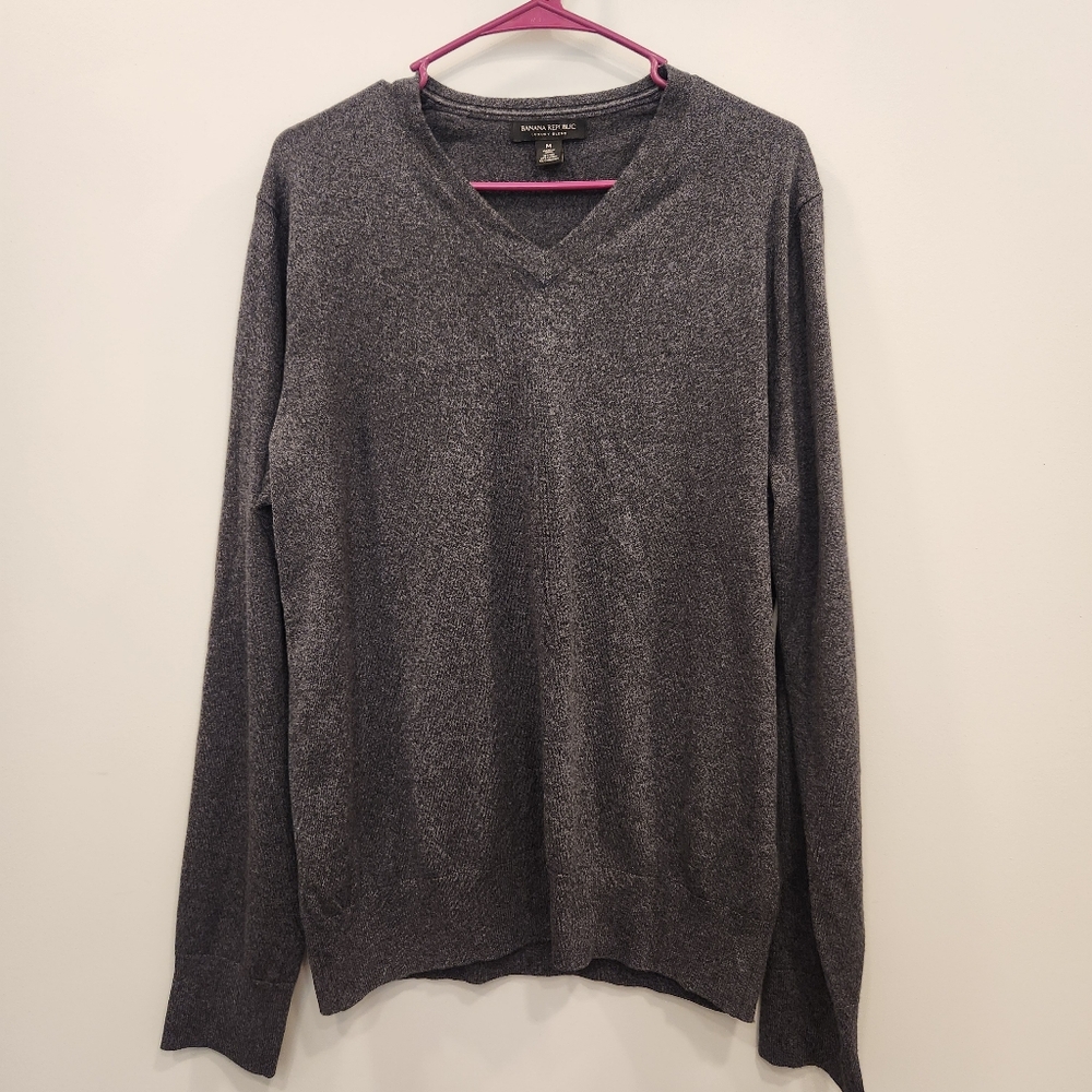 Banana Republic Luxury Blend Silk Cotton Cashmere Mens V Neck Sweater